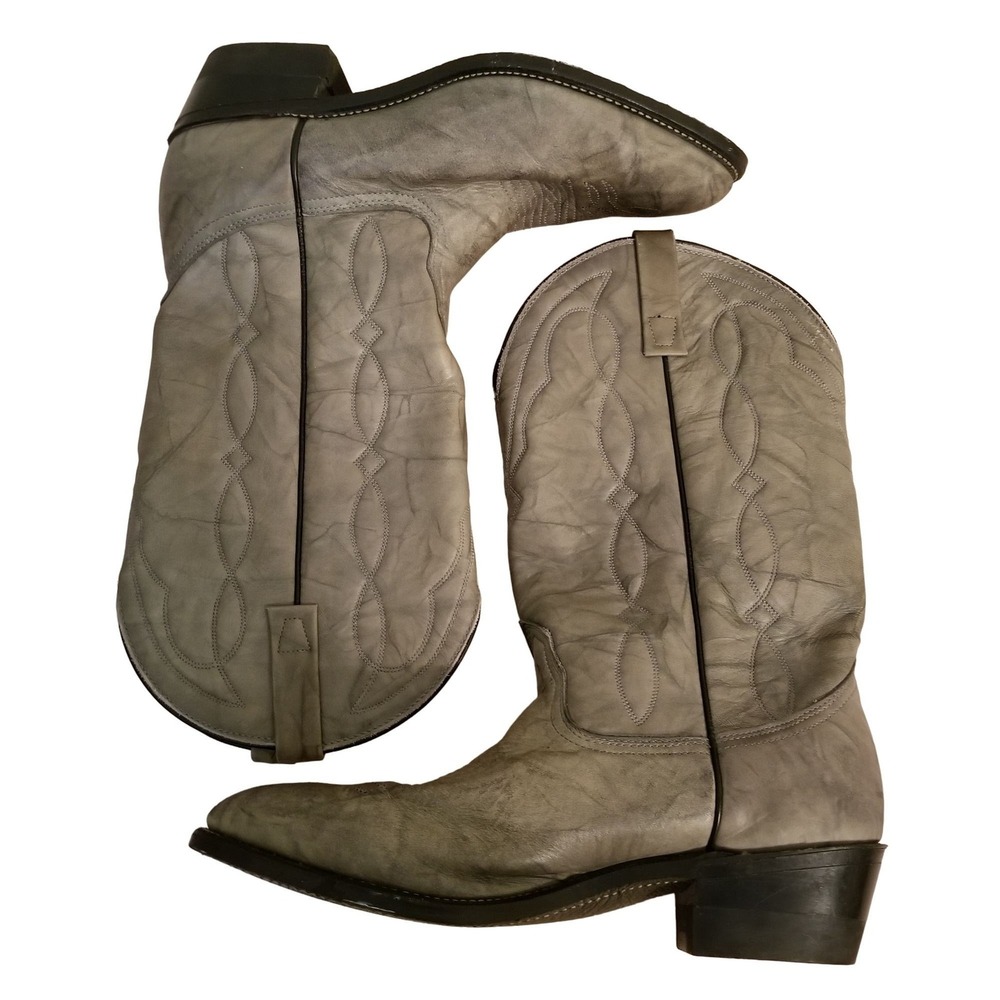 Palomino 10.5D‎ Gray Western Cowboy Boots Cosplay Costume Leather Rodeo USA Made